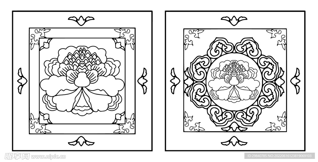 传统古典宫墙花纹矢量图纹样