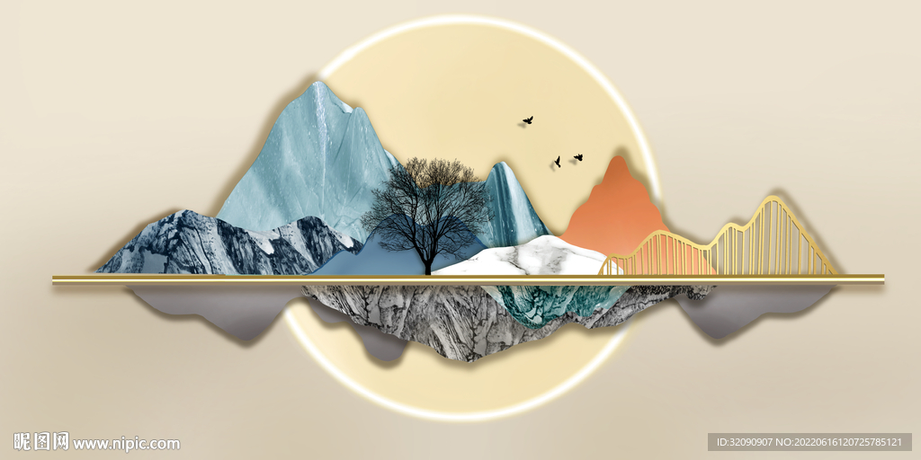 大理石山水装饰画