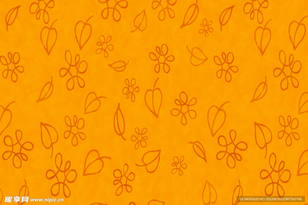 深橙色小花涂鸦