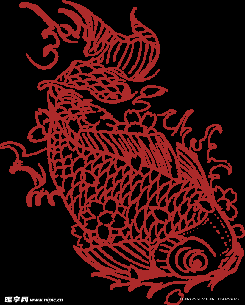 鲤鱼 锦鲤 窗花 传统 花纹