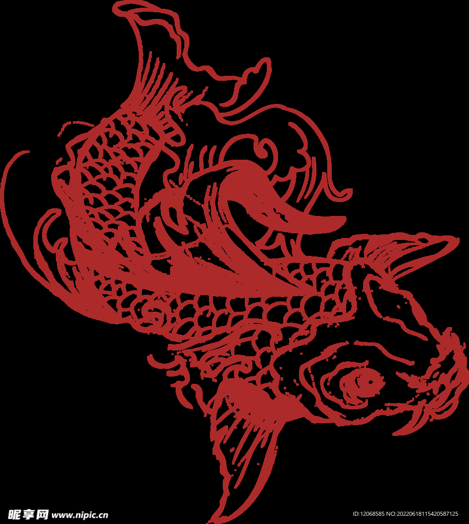 鲤鱼 锦鲤 窗花 传统 花纹