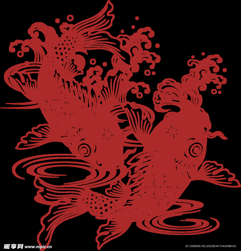 鲤鱼 锦鲤 窗花 传统 花纹