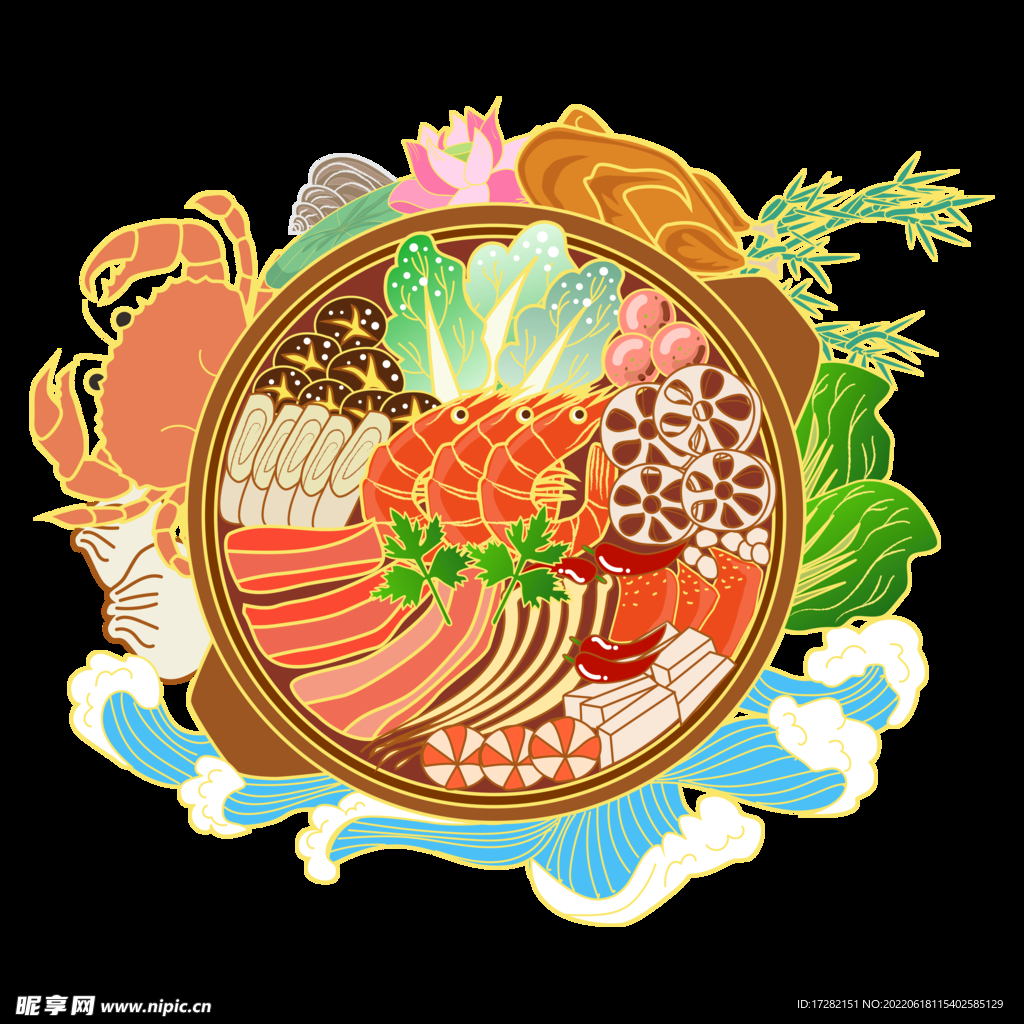 手绘  食物  火锅     