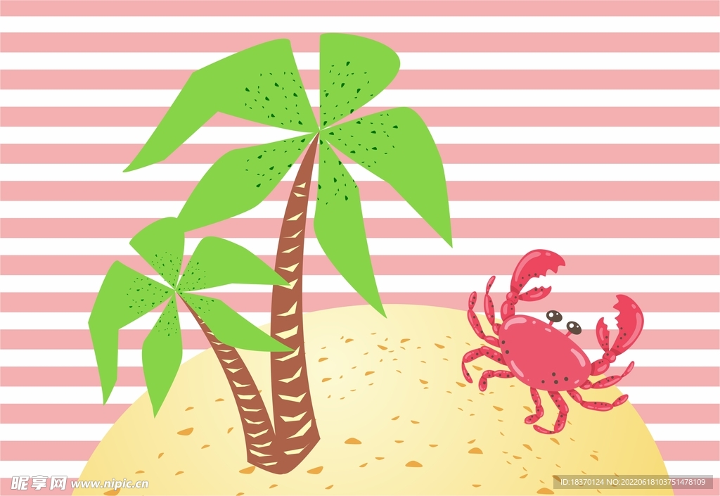 卡通沙滩螃蟹