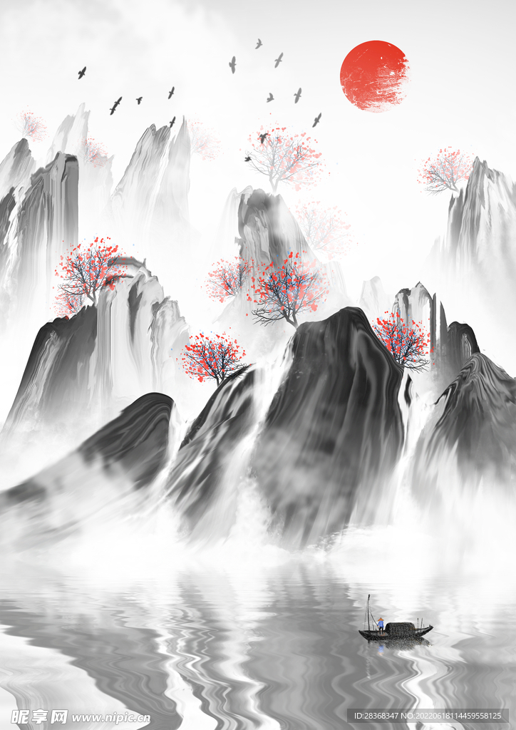 中国风水墨山水画 