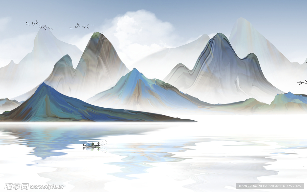中国风水墨山水画 