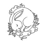 兔子玉兔手绘插画线稿矢量图