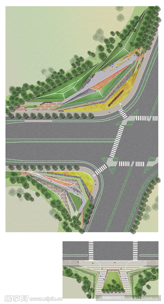 道路 规划彩平图分层素材图片