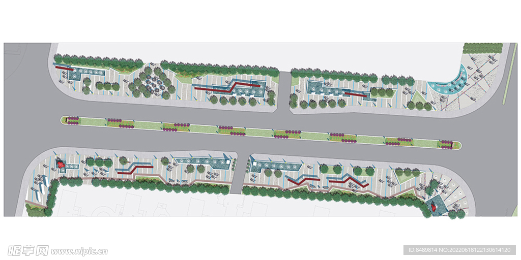 道路 街区彩平图分层素材图片