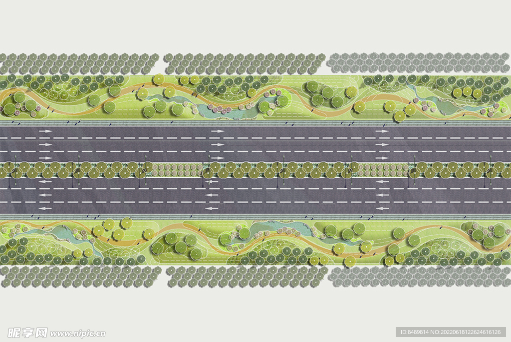 道路规划彩平图分层素材图片