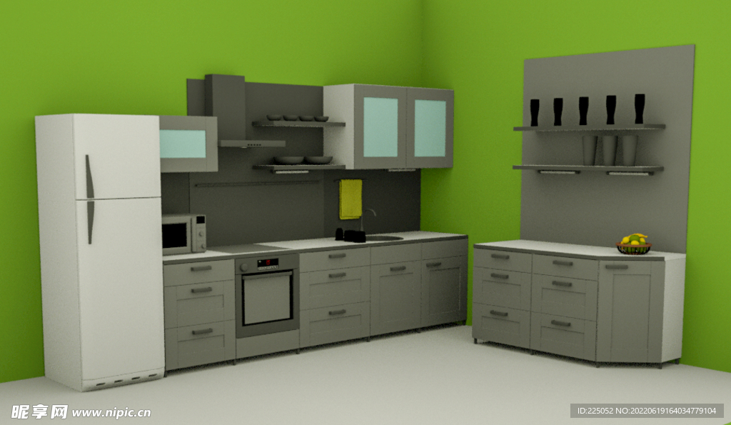 厨房橱柜组合C4D模型