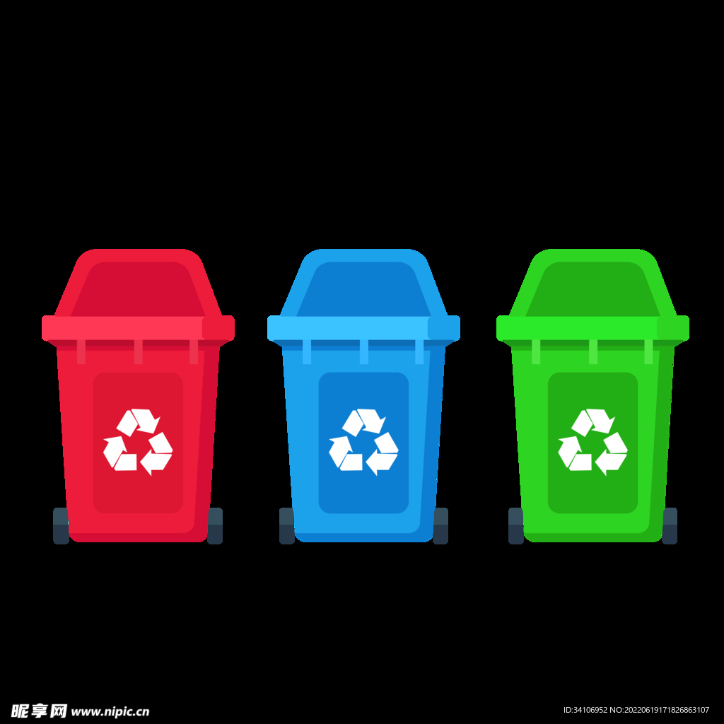 垃圾桶垃圾分类绿色回收矢量素材