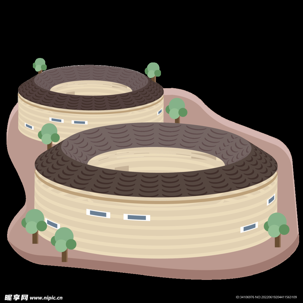 福建土楼卡通矢量