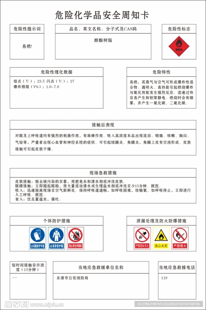 危险化学安全周知卡