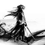 武侠水墨人物画  