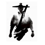 武侠水墨人物画  
