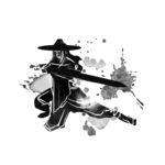 武侠水墨人物画 