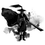 武侠水墨人物画 