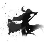 武侠水墨人物画  