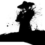 武侠水墨人物画 