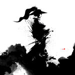 武侠水墨人物画 