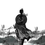 武侠水墨人物画  