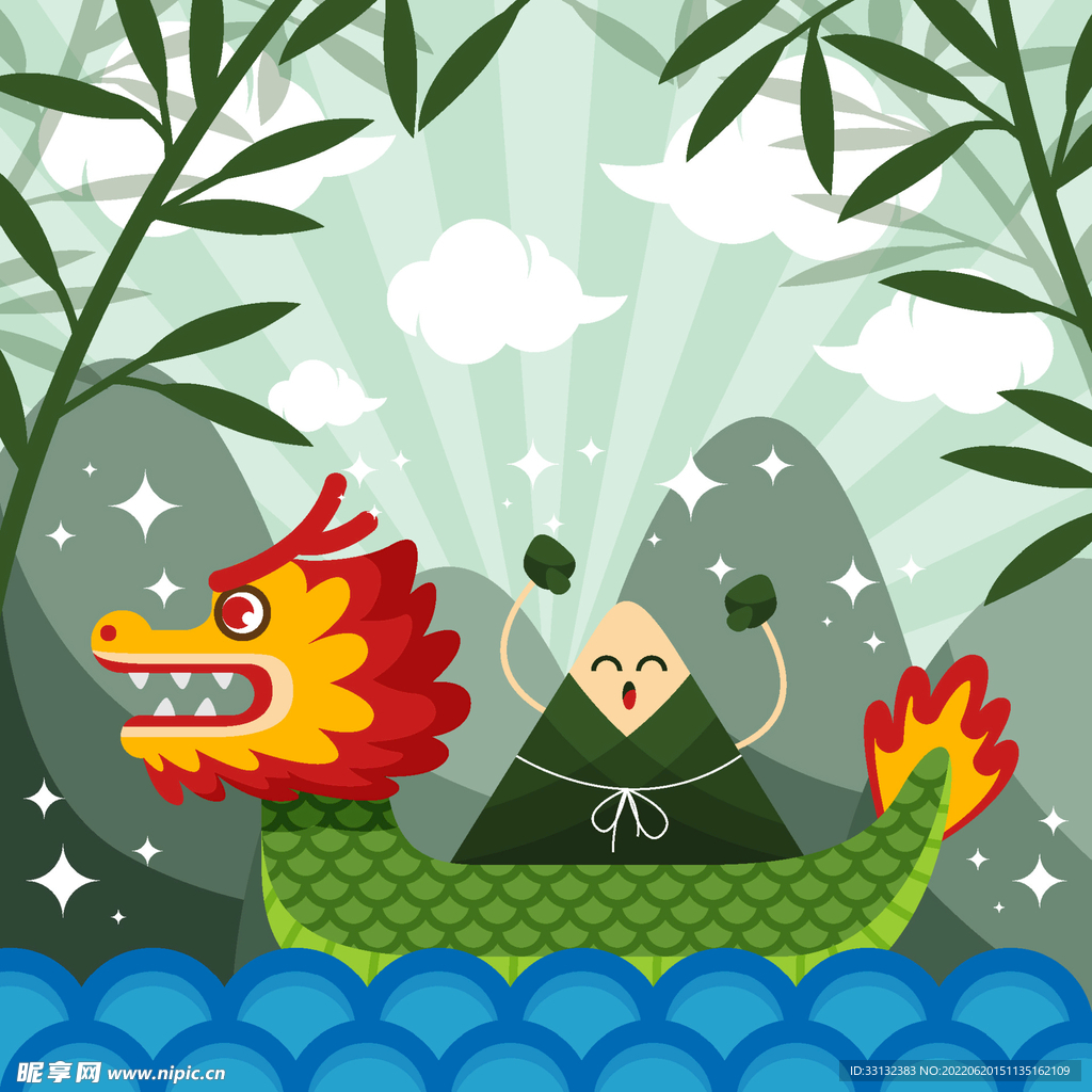龙插画 端午节海报 