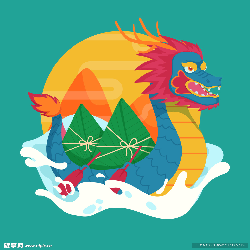 龙插画 端午节海报 