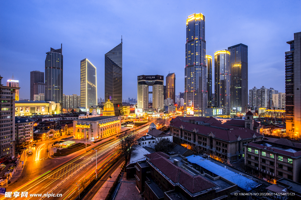 天津CBD金融区夜景风光