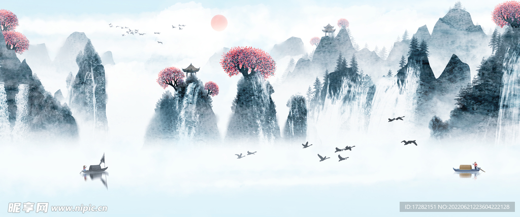 水墨山水画          