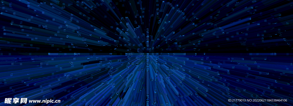 蓝色柱状放射科技背景