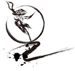 武侠水墨人物画 