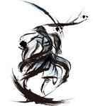 武侠水墨人物画 