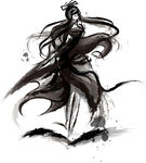 武侠水墨人物画 