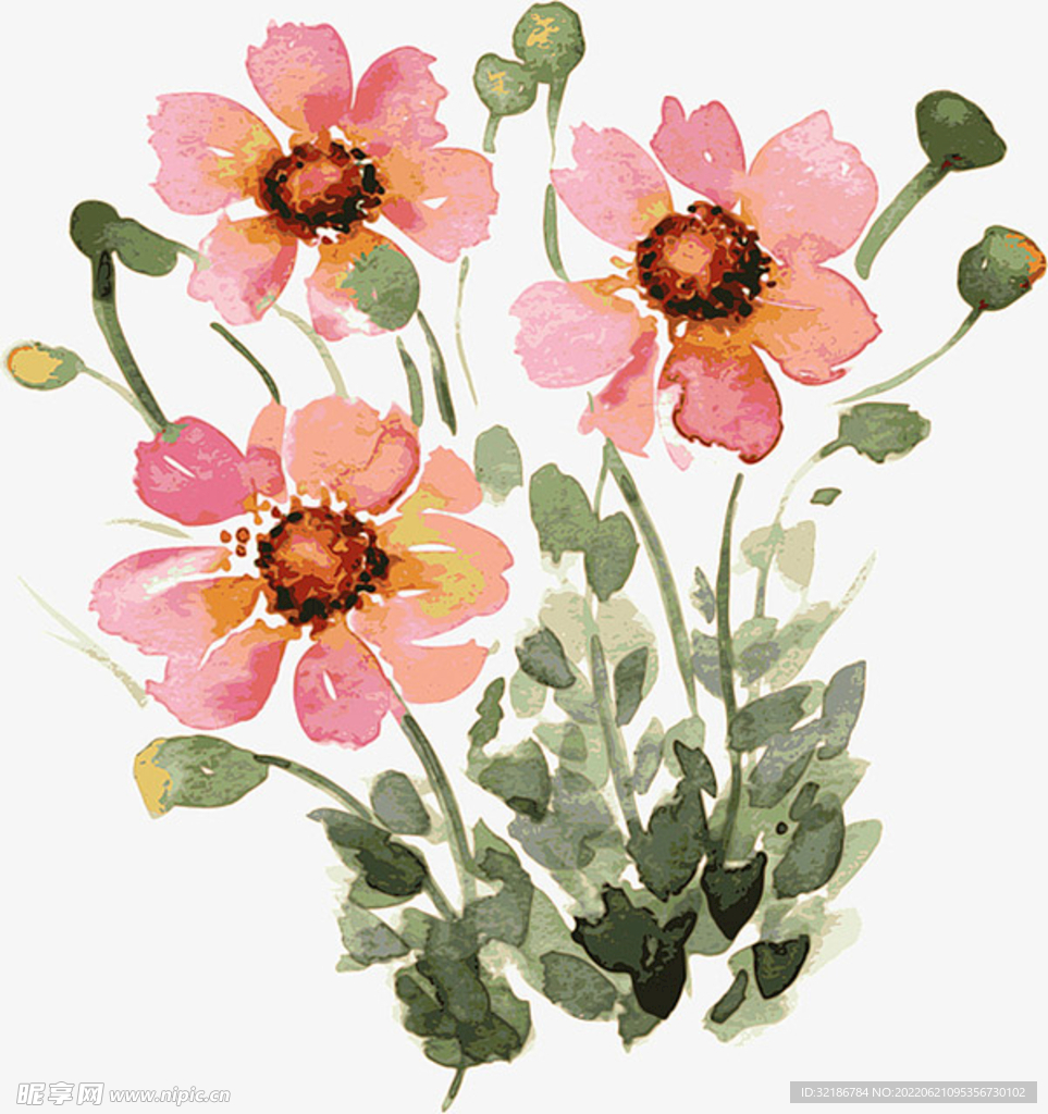 手绘花朵矢量