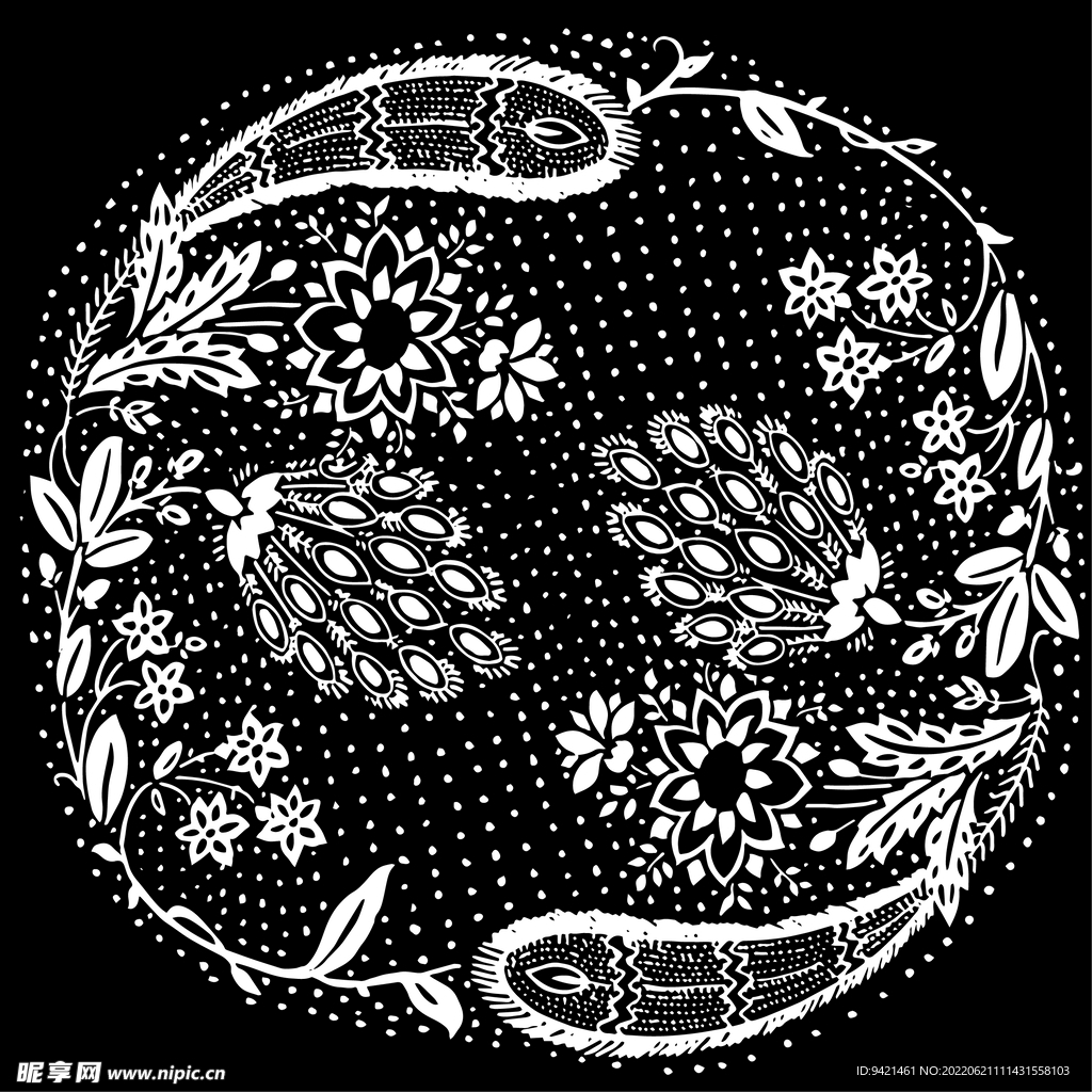 黑白花卉