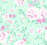 绿底粉色牡丹玫瑰花