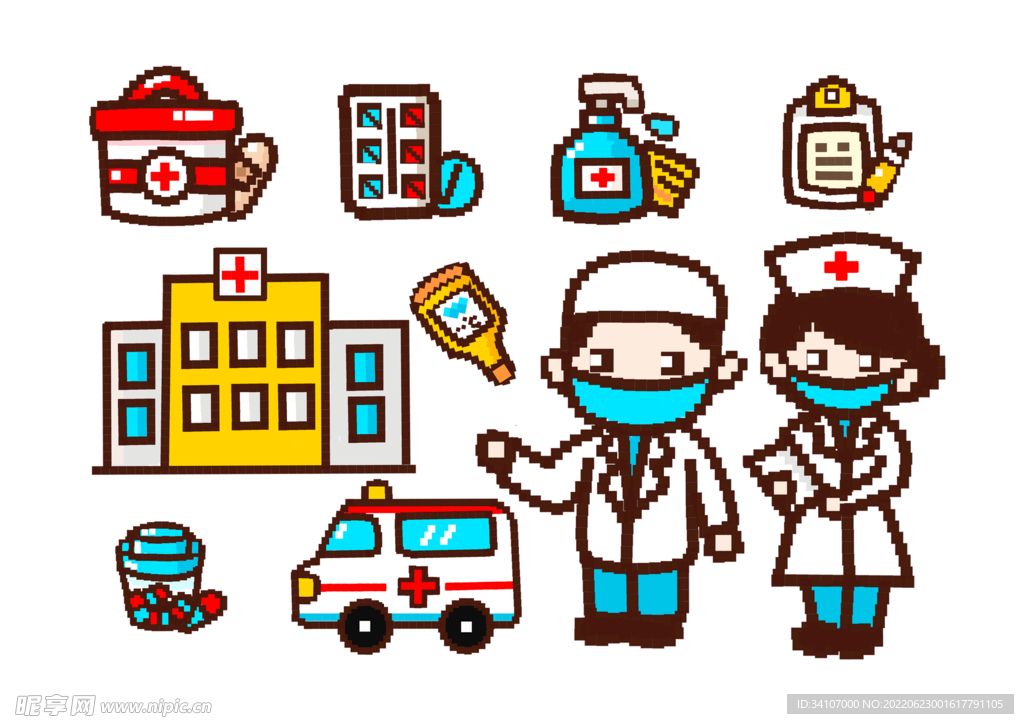 医生护士医院救护车护士节卡通像