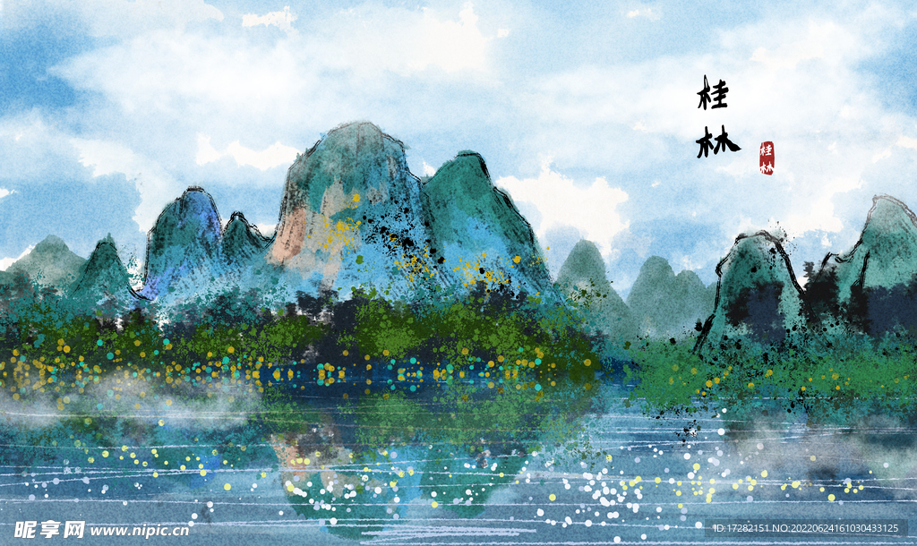 中国风山水画 