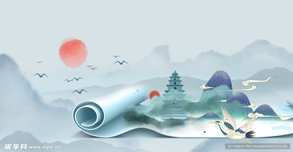 水墨山水画 中国风 意境 古风