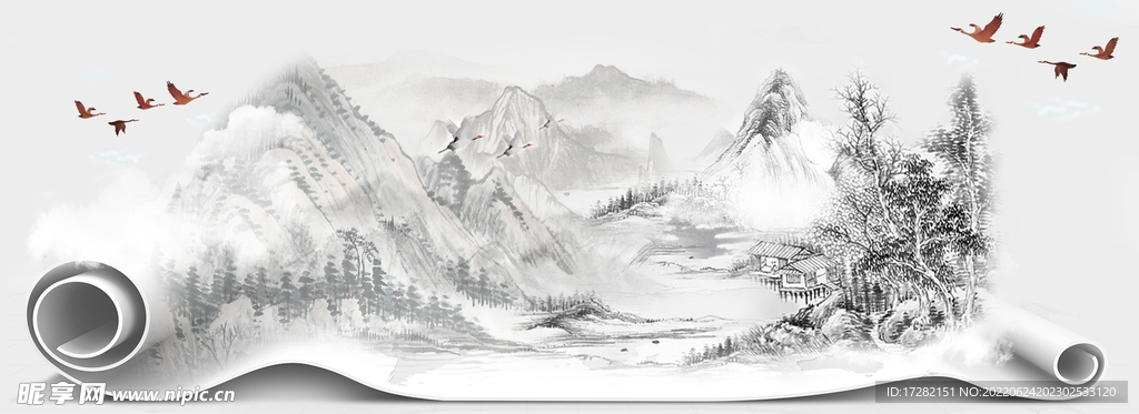 水墨山水画 中国风 意境 古风