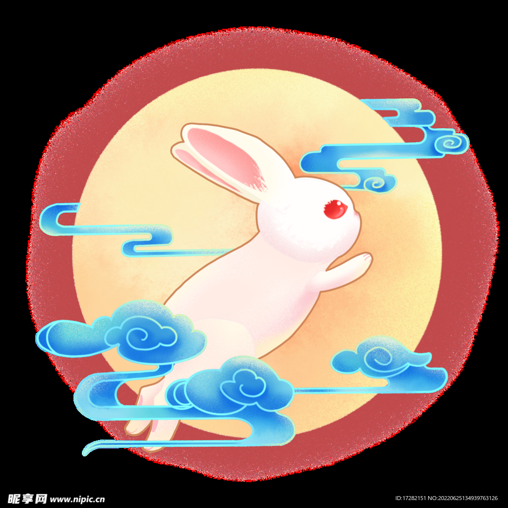 中秋插画   可爱卡通兔子  