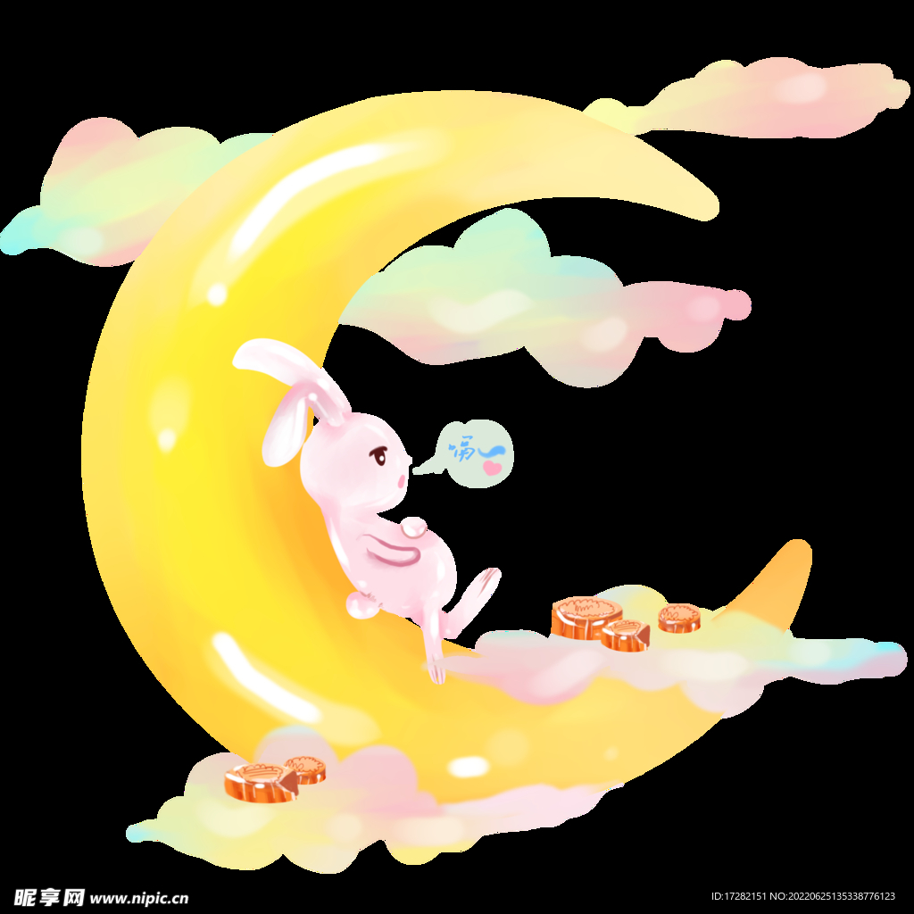 中秋插画   可爱卡通兔子  