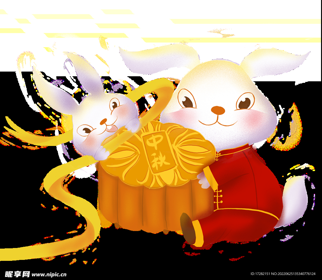 中秋插画   可爱卡通兔子  