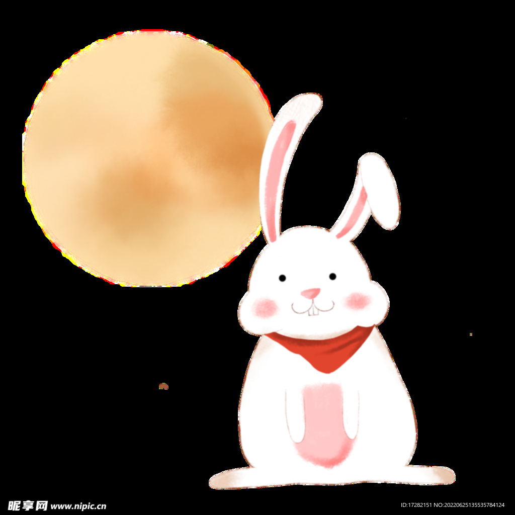 中秋插画   可爱卡通兔子  