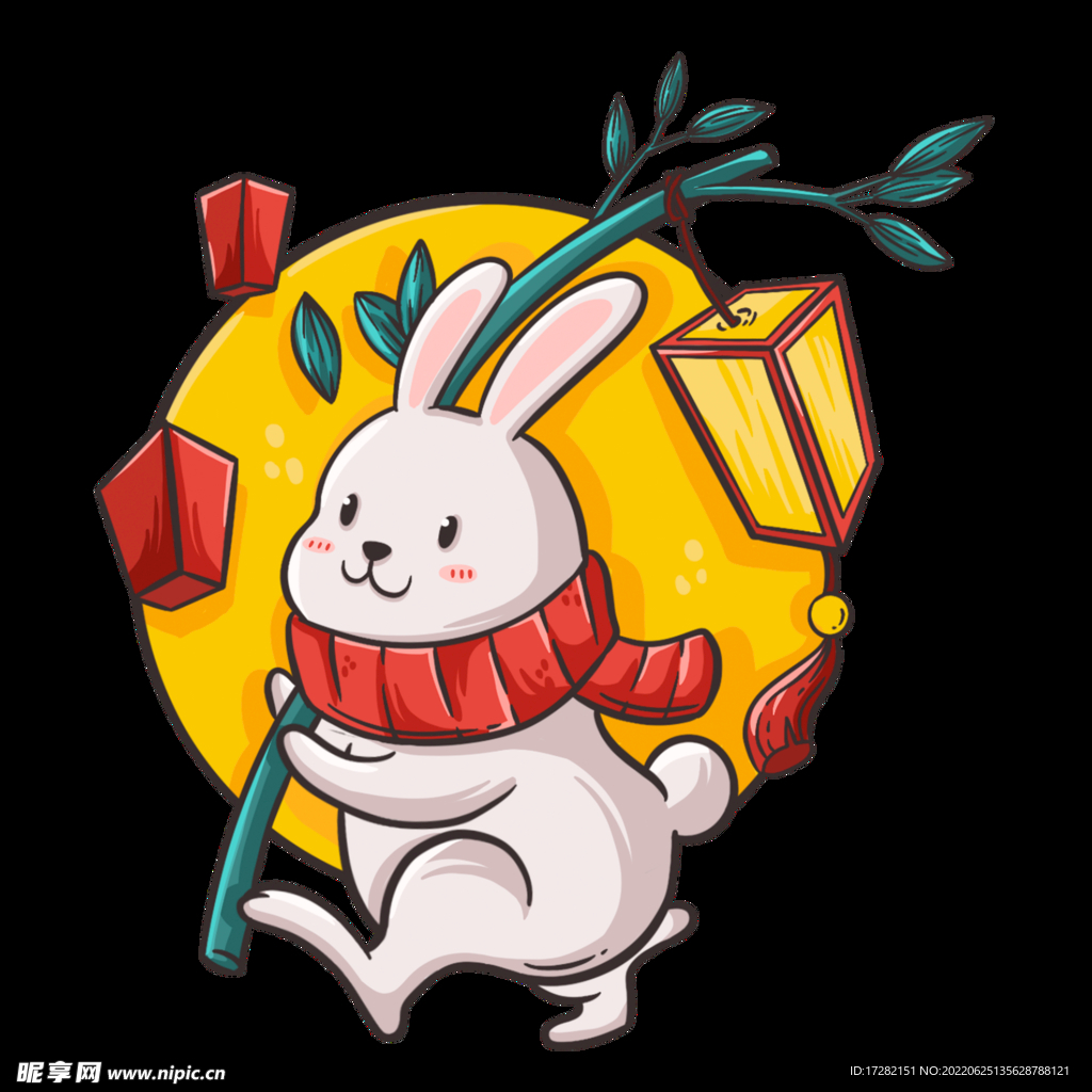 中秋插画   可爱卡通兔子  