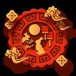 中秋插画   可爱卡通兔子  
