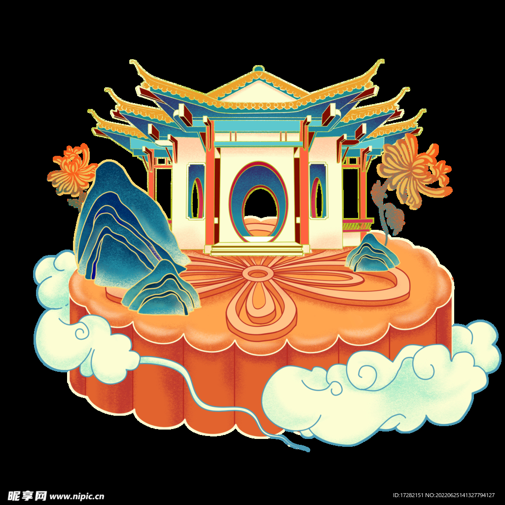 中秋插画   可爱卡通兔子  