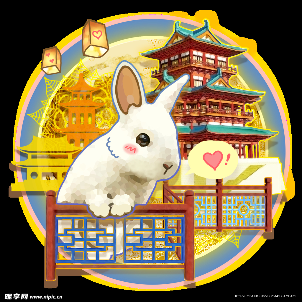 中秋插画   可爱卡通兔子  
