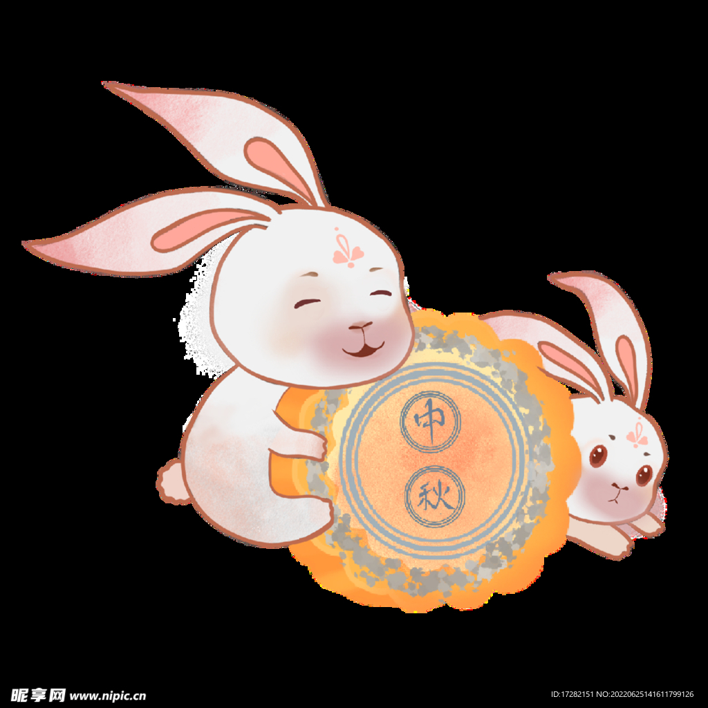 中秋插画   可爱卡通兔子  